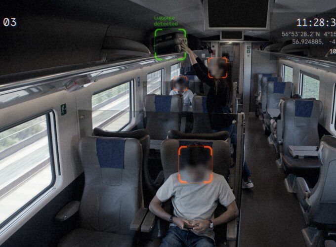 Onboard video surveillance cameras detect passengers as they move through the train