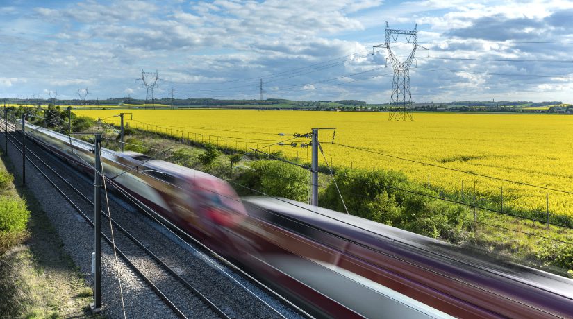 A high-speed train travelling through Europe
