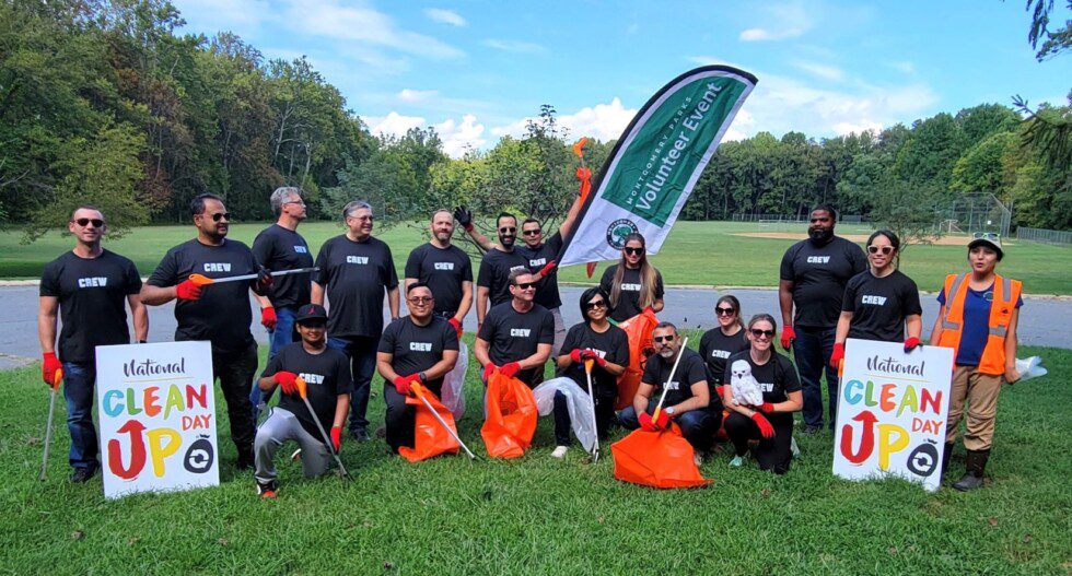 The Icomera US Inc team pose for a photo before the CleanUp