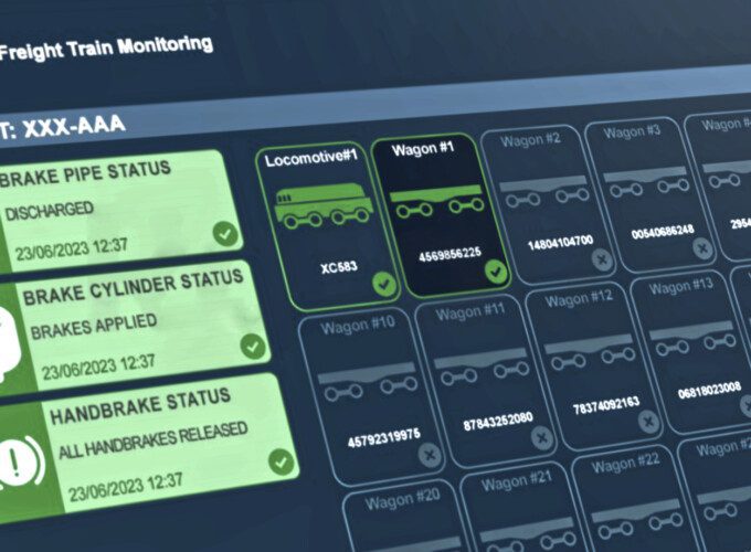 A screen shows the GBRailfreight solution from Icomera