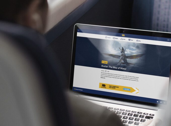 Laptop screen displaying the Ontario Northland entertainment portal.