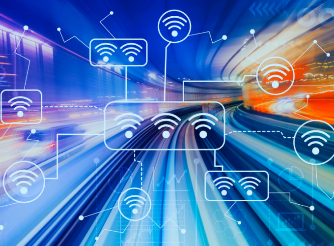 Graphic showing Wi-Fi and connectivity icons.