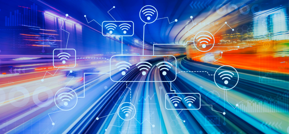 Graphic showing Wi-Fi and connectivity icons.
