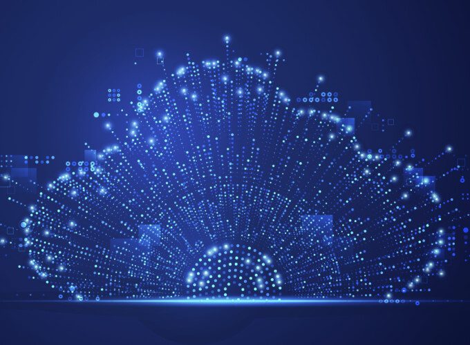 A graphic representation of the cloud and data