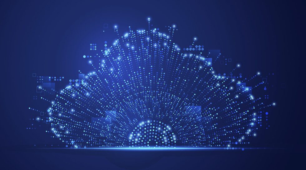 A graphic representation of the cloud and data