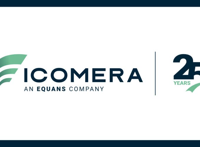 Graphic showing the Icomera logo alongside the text '25 Years'