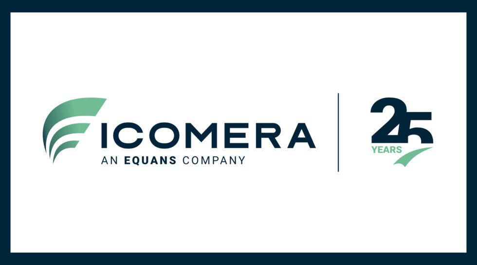 Graphic showing the Icomera logo alongside the text '25 Years'