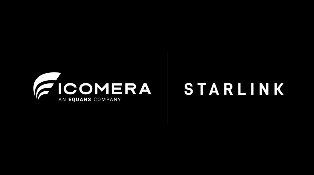 Icomera and Starlink logos shown on a black background